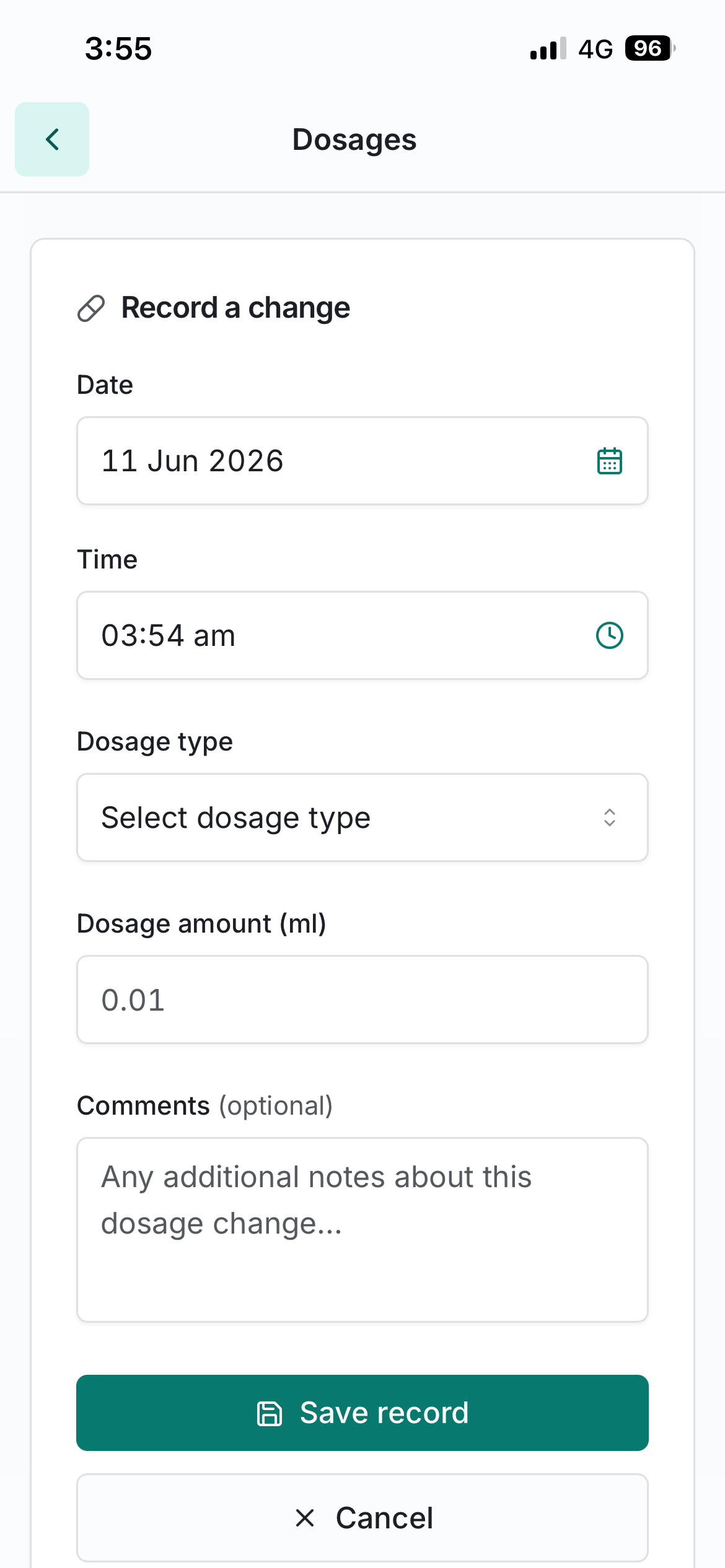Medication management screen